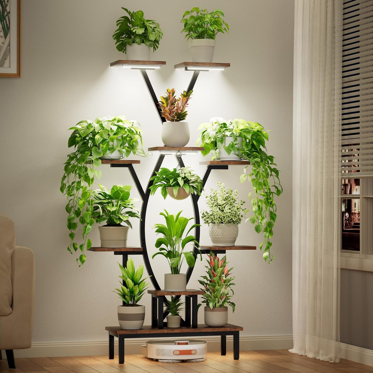 Plant Stand Indoor with Grow Lights – 9 Tiered Tall Plant Shelf