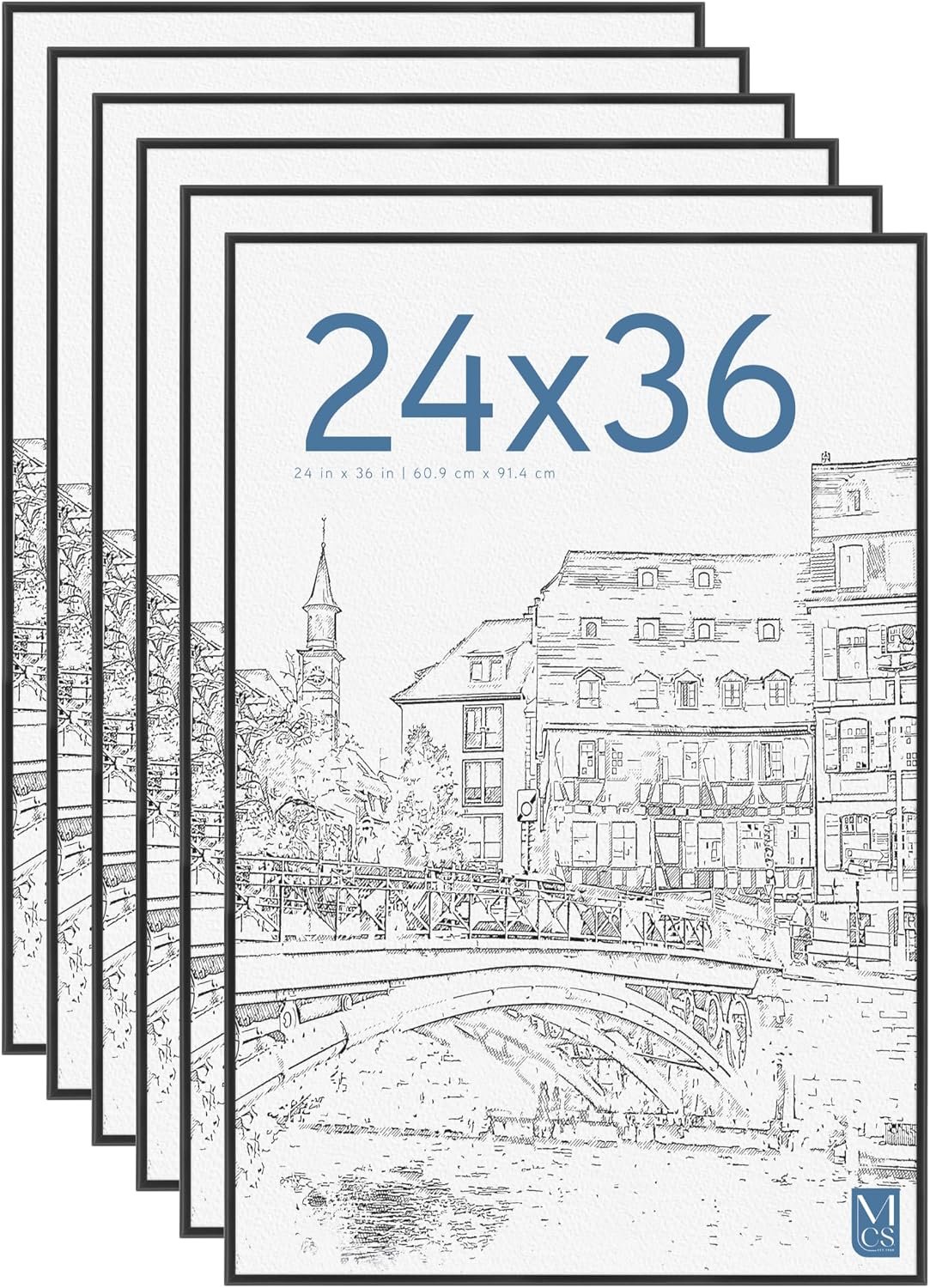 MCS Original Poster Frame, 24×36, Black, Gallery Wall, 6-Pack
