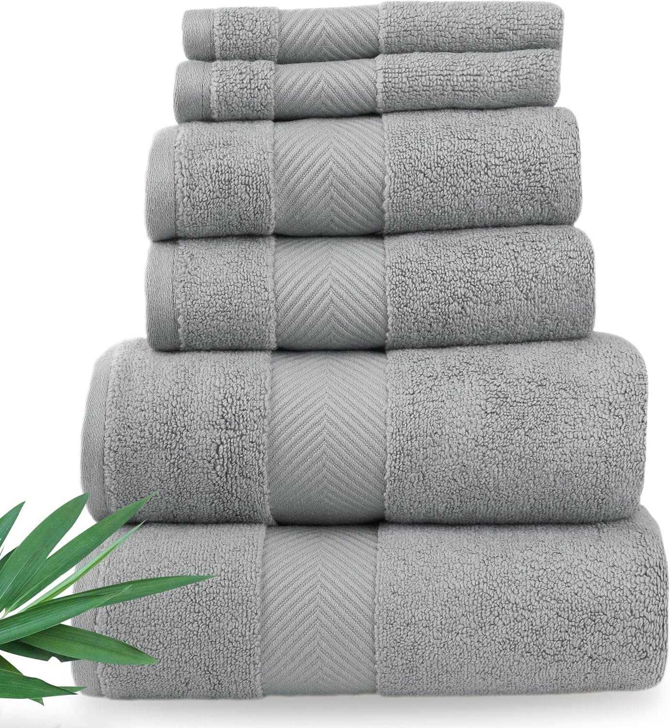 Luxury Viscose from Bamboo Bath Towels, Ultra Soft Set of 6, Pewter Grey