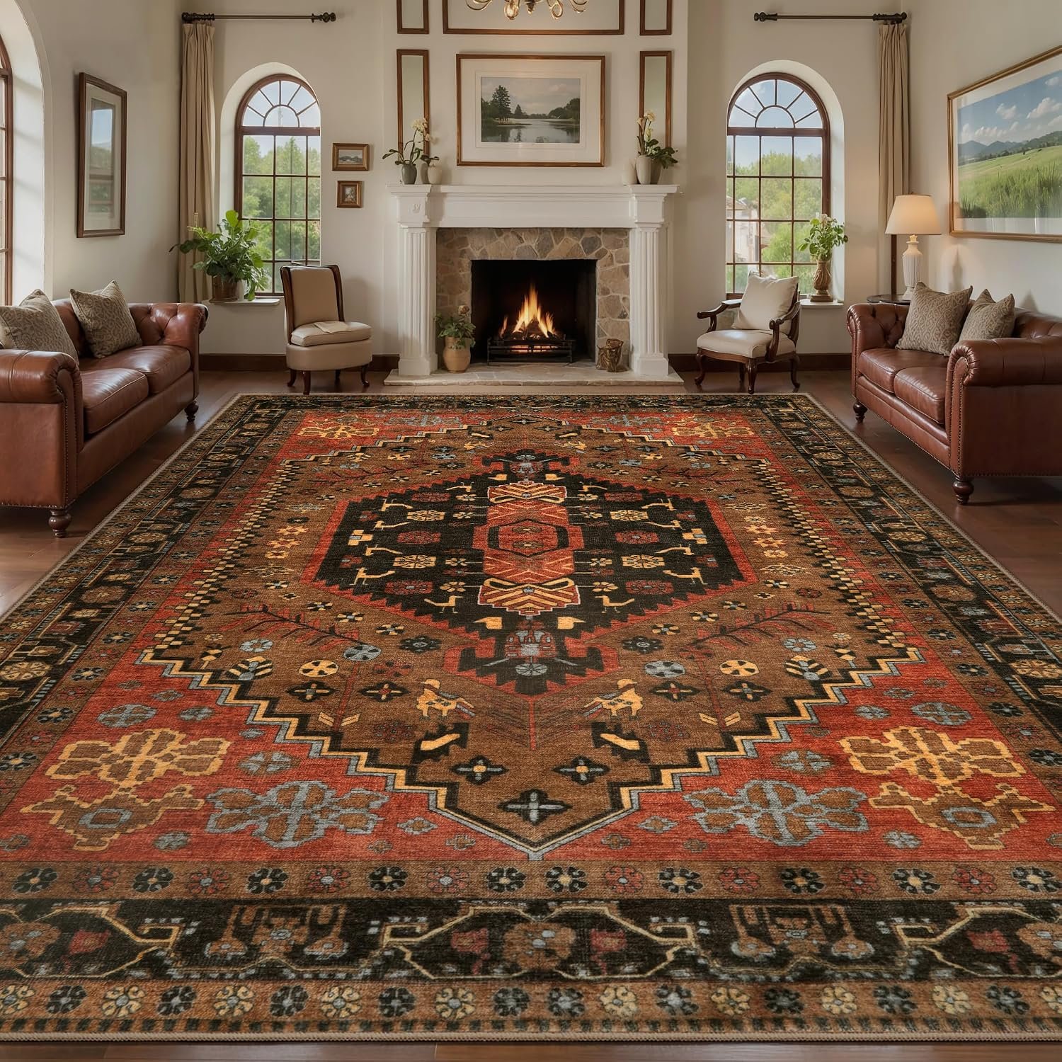Large 9×12 Area Rugs for Living Room,Washable Boho Throw Carpet