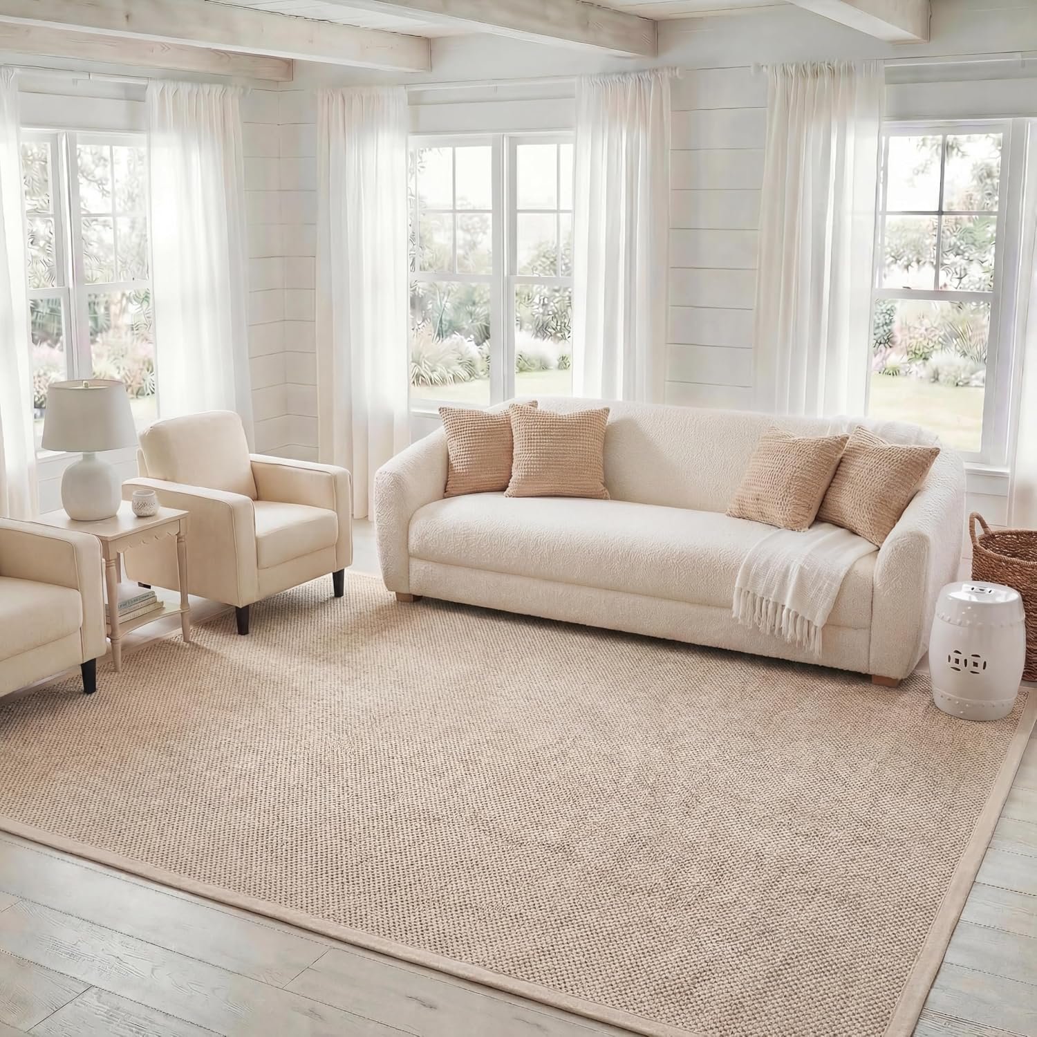 SAFAVIEH Natural Fiber Area Rug 9×12 Large Sisal Textured, Marble NF143C