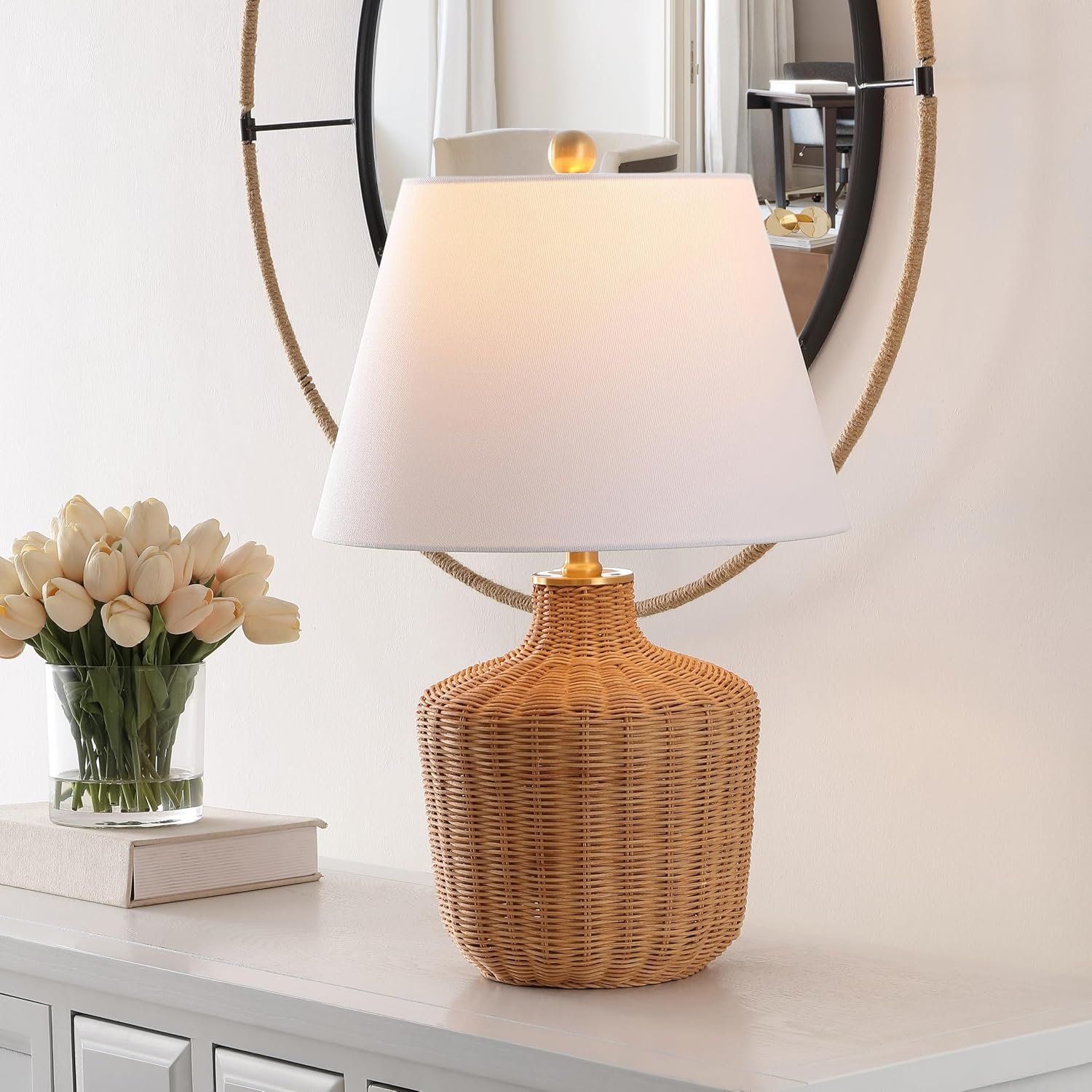 SAFAVIEH Saolia Table Lamp, 22″ Modern Natural TBL4467A