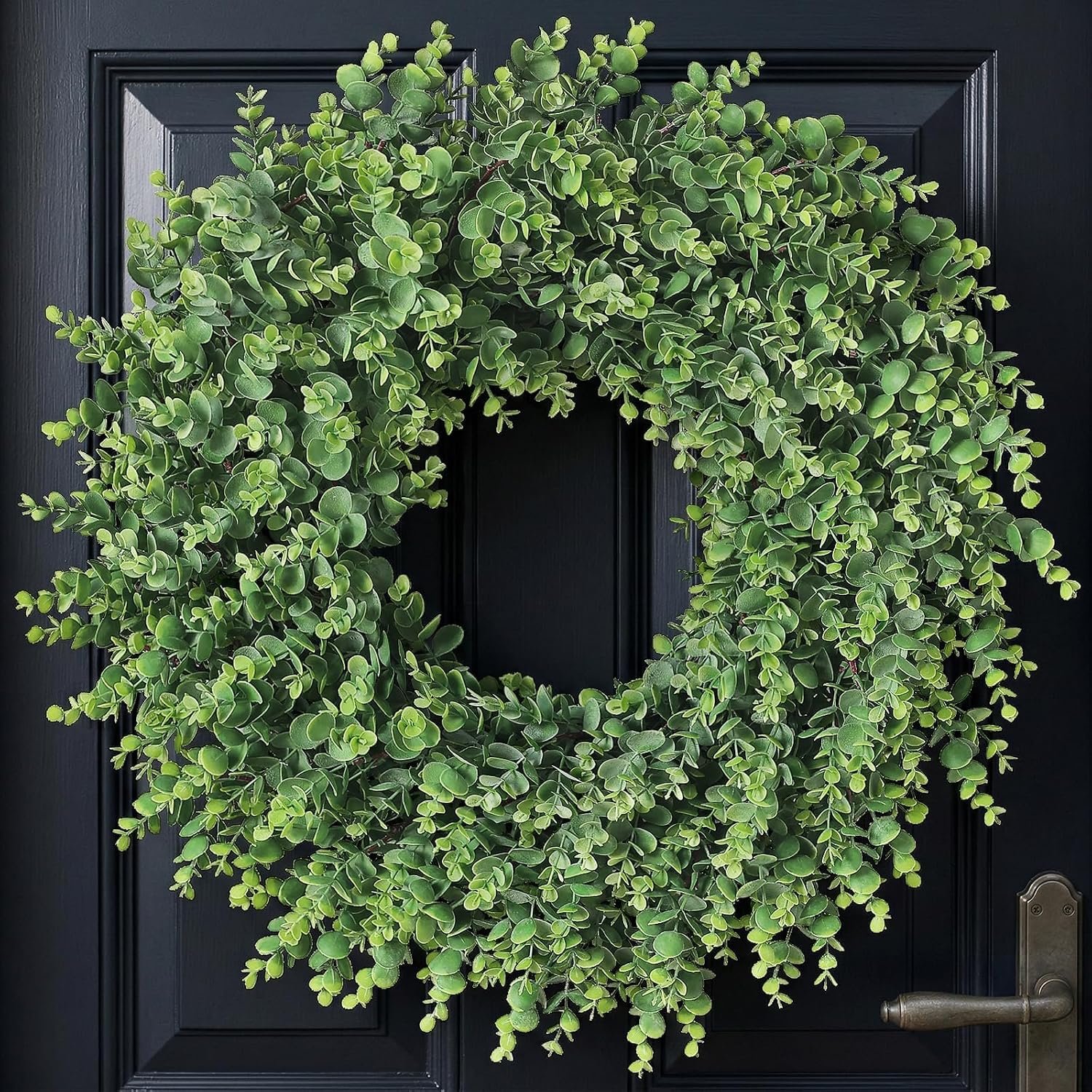 24″ Lifelike Touch Artificial Eucalyptus Wreath for Front Door Decor(Green)