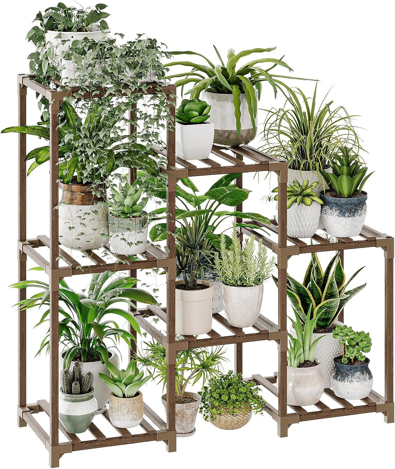 Bamworld Plant Stand Indoor Plant Shelf Outdoor Wood Plant Rack