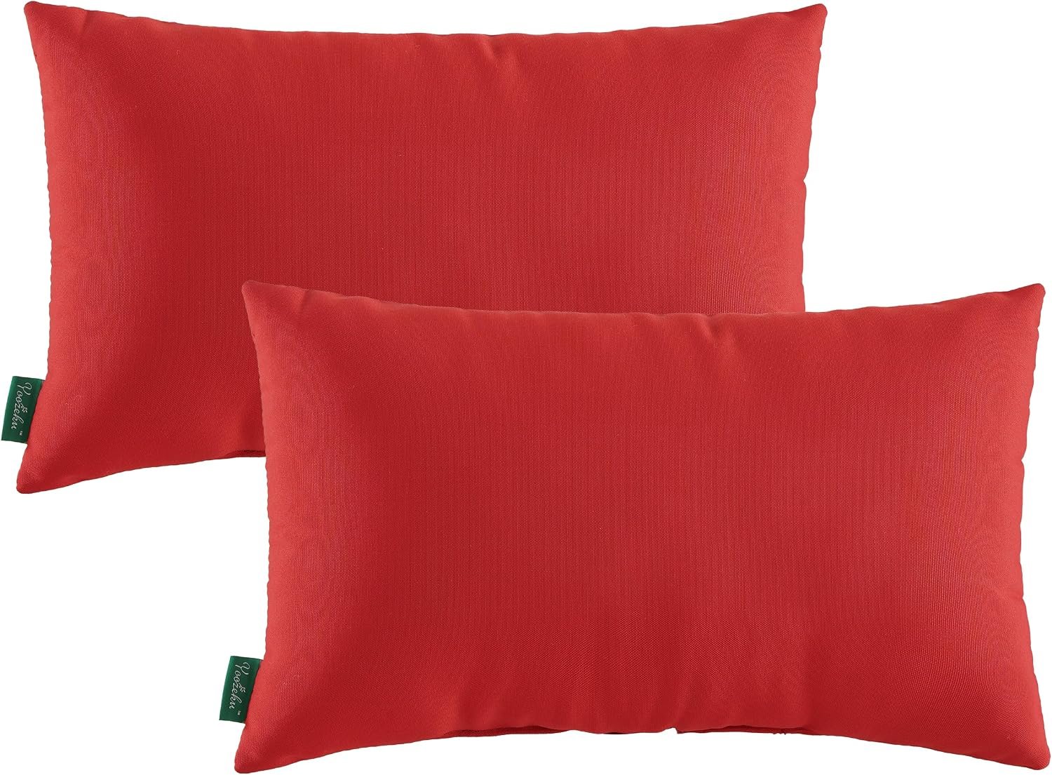 Indoor Outdoor Lumbar Pillows,Waterproof Outdoor Pillows Set of 2 for Patio Furniture,12×20 Inch,Red