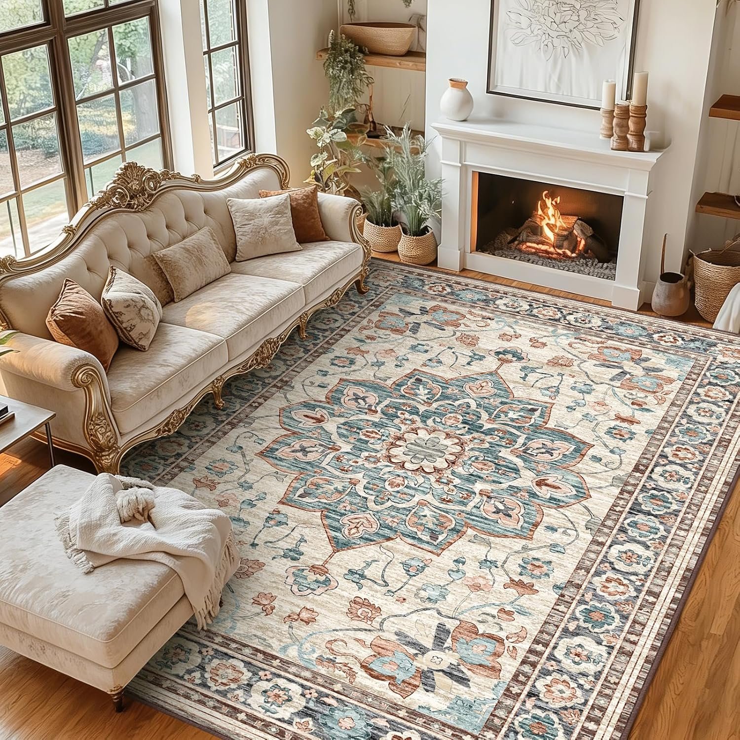 NEWBULIG 8×10 Area Rug Machine Washable Non Slip Living Room Carpet