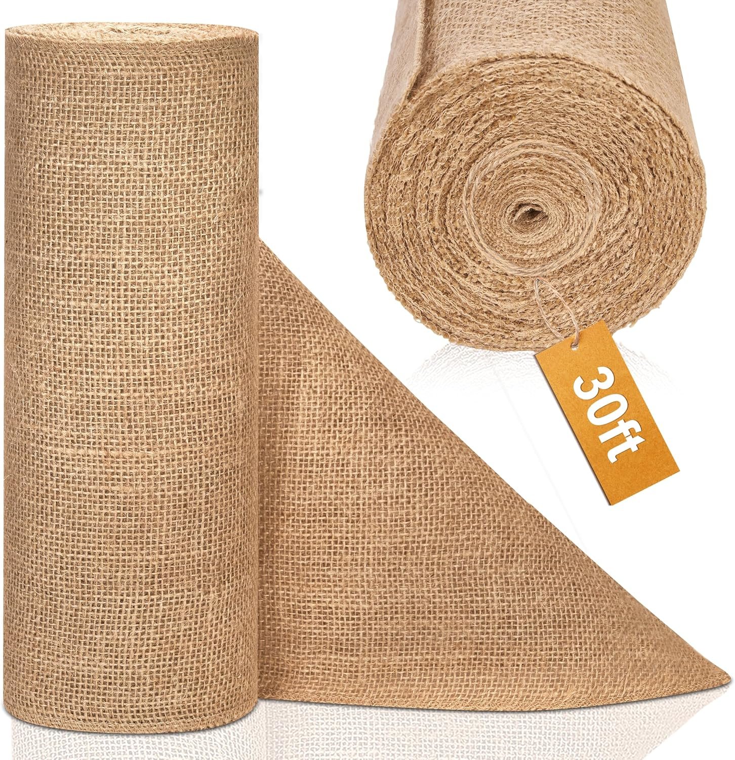 12″ x 10 yd Burlap Table Runners, Jute Burlap Runner for Table, Fabric Roll with Finished Edges, Ideal for Weddings, Placemats, Crafts, Home Decoration, Gardening